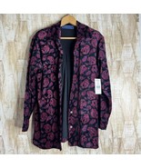Karen Scott Button front Velour Women&#39;s Size S Vintage Paisley Black Cot... - $371.81 MXN