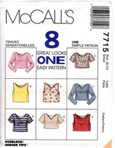 McCall&#39;s 7715 Misses Tops in 2 Lengths 8 Great Looks Size Small 8,10 UNCUT FF - £5.83 GBP