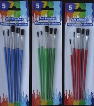Art Paint Brushes All Purpose Small Med Large 5 Brush/Pk Select: Handle Color - £2.38 GBP