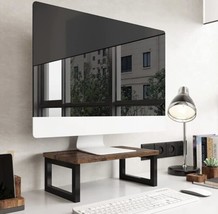 Wood Monitor Stand Riser Multi-Purpose Desktop Storage Organizer Shelf Laptop - £15.78 GBP