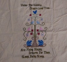 Cross Stitch Needle Point Embroidered Finished Baby Blanket Yellow Dream Land - £37.38 GBP