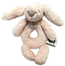 Little Jellycat London Bashful Blush 6&quot; Pink Bunny Rabbit Plush Baby Ring Rattle - £10.10 GBP