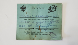 Boy Scouts America Santa Clara County Council 1967 First Aid Merit Badge Card - £8.72 GBP