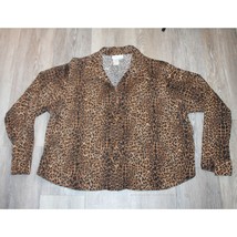 Plus Size 3X Leopard Print Top Long Sleeve Blouse Zip Shirt by Coldwater... - £19.94 GBP