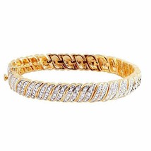0.40 ct Diamond &#39;S&#39; Link Tennis Bracelet in 14K Yellow Gold Plated Brass - £36.92 GBP