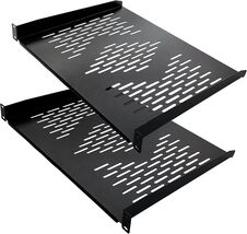 RIVECO 2 pc 1U Server Rack Shelves 19x14" Tray Cabinet Mount Vented Cant... - $32.62