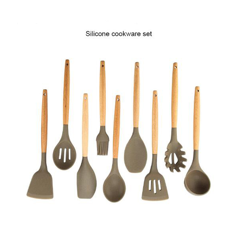 9PCS Silicone Kitchen Cooking Set Shovel Spoon Scraper Soup Lades Food-grade