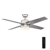 Home Decorators 56 in. Montel LED Brushed Nickel Ceiling Fan with Remote... - $127.61