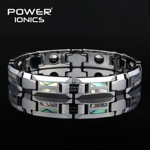 Power Ionics Magnetic Bracelet Men Luxury Natural Shell Never Scratch Tungsten S - £72.73 GBP