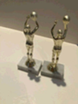 Basketball Trophies On Marble Base Approximately 8” Tall Set Of 2  - £55.14 GBP