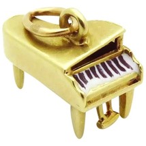 Vintage 14K Gold Sloan &amp; Co Enamel Baby Grand Piano Charm 1930s - £86.30 GBP