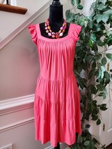 Kirundo Women Solid Pink Viscose Square Neck Sleeveless Knee Length Dress Size M - £23.59 GBP