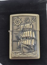 Sharp Brass Kantai Tall Ship Trident Lighter W/Raised Detail - $12.30