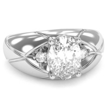 Men&#39;s Designer White Topaz Diamond   Ring In Solid 14k White Gold - £602.40 GBP