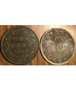 LOT OF 2 1859 CANADA LARGE CENT PENNY COINS - £21.51 GBP
