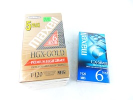 Maxell HGX Gold T120 5 Pack &amp; GX Silver VHS Tape - £23.35 GBP
