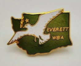 Everett Washington WBA Enamel Lapel Hat Vest Pin Green &amp; Gold - $16.63