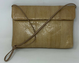 CLEMENTE Beige Tan Snakeskin Clutch With Shoulder Strap Handbag 19-0128 - £24.30 GBP