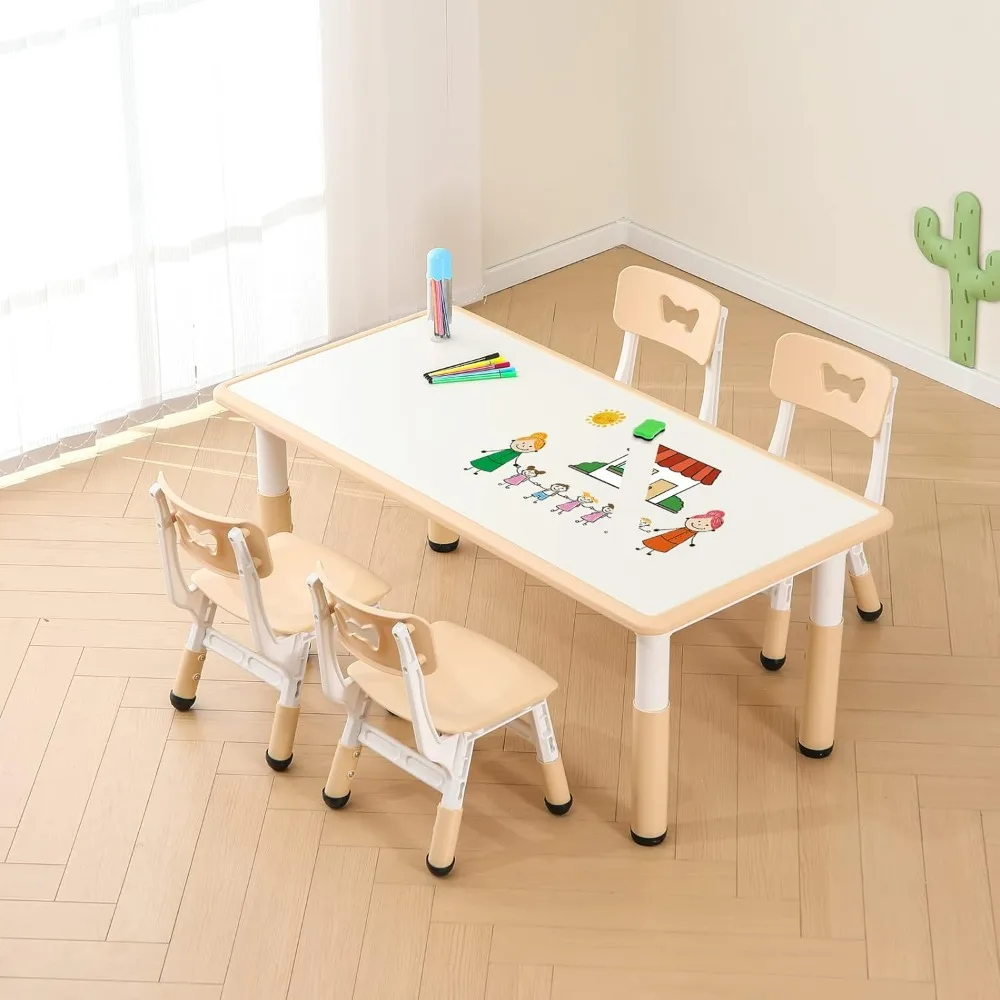 Kids Art Table and Chair Set with 4 Seats Height Adjustable Children Stu... - $507.10