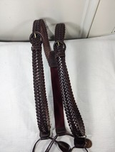 Leather Suspenders Braces Braided woven Italian bonded Leather brown men button - £18.82 GBP