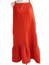 H M MIDI Womens Tiered Red Sleeveless Sundress Cotton Size SMALL - €15,42 EUR