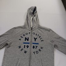 Aeropostale Men's Gray Full Zip Drawstring Hooded Sweatshirt Size Medium image 12