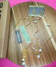 Vintage Stern&#39;s Liz Claiborne Necklace And Earrings 14K Gold Filled Jewelry Set  - £27.08 GBP