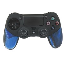 Silicone Grip Black Blue Swirl Cover Shell Non Slip For PS4 Controller  - $141.96 MXN