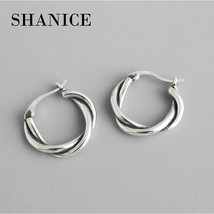 SHANICE S925 Silver Hip Hop Round Earrings for Women Large Circle Twist Piercing - £16.88 GBP