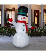 CHRISTMAS 7&#39; TALL AIRBLOWN INFLATABLE SNOWMAN w GIFT LED NIB - $46.74