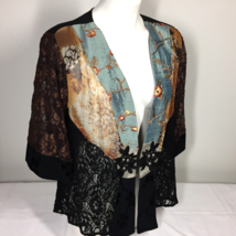 Vintage Spencer Alexis Large Jacket Mixed Materials Lace Embroidery - $38.00