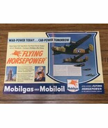 Mobil Gas 2-Page PRINT AD 1944 Mobil Oil flying horse WWII Warplanes 20&quot;... - $8.91