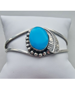 TA-167 SOUTHWESTERN 925 STERLING SILVER NATURAL  20x15 mmTURQUOISE CUFF ... - $3,230.64 MXN