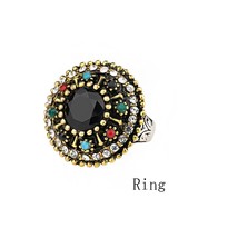 Kinel Vintage Jewelry Stes Gold Color Bracelets Black AAA Resin Bracelet And Rin - £17.56 GBP