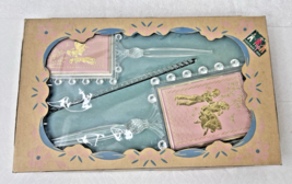 Vintage Little Girls 3 Piece Comb Brush Mirror Set Original Box Unused P... - $24.26