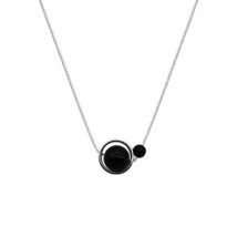 Ruifan Natural Black Agate Beads Pendant 925 Sterling Silver Box Neck Chain Neck - £13.24 GBP