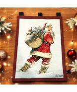 Christmas Wall Hanging Tapestry Tom Newsom Holiday Wishes Sants 36in x 26in - $414.78 MXN