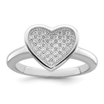 Sterling Silver &amp; CZ Brilliant Embers Heart Ring Jewelry Size  - £28.14 GBP
