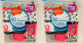 20 Pair Hipster Panties Girls Sz 12 Cotton Breathable Pink Black Hearts NEW - £9.54 GBP