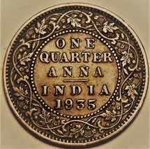India One Quarter Anna, 1935-C~King George V~Free Shipping - £6.51 GBP