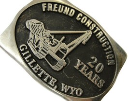 Belt Buckle Freund Construction 20 Years Gillette Wyoming 1998 Silver Brass - £38.92 GBP