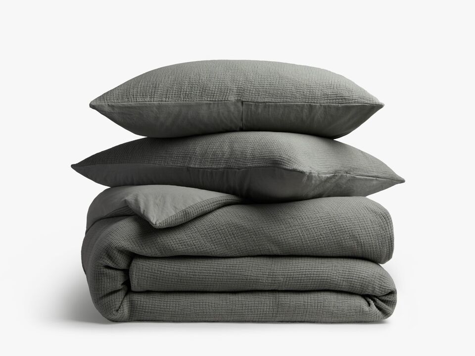 PARACHUTE Organic Textured Duvet Cover Set In Reed, Full / Queen  $309, NEW! - $173.24