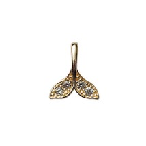 9ct Solid Gold Zirconia Ariel Mermaid Fin Charm pendant- gems, crystal, 9K Au375 - £67.07 GBP