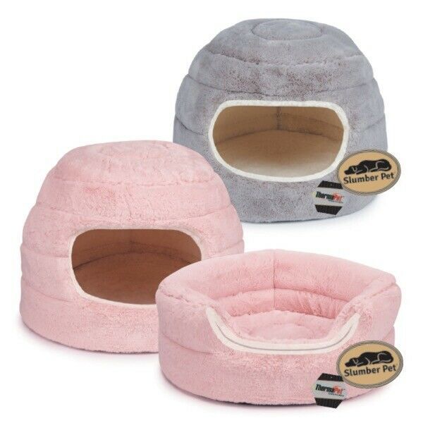 Small Pet Beds Cuddler 2-in-1 Bolster Hideaway Round Nest Warm Dog & Cat Cave