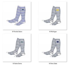 NCAA Team Logo on Adult Stripped Knee High Socks Two Feet Ahead Drop Down Below - £14.88 GBP
