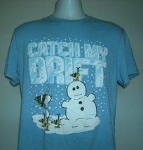 Snoopy Woodstock Snowman Catch My Drift T Shirt Large Cotton Poly Blend - £17.08 GBP
