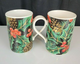 Dunoon Golden Holly by Caroline Bessey Stoneware made in Scotland 2 Mugs Lot Set - £31.60 GBP