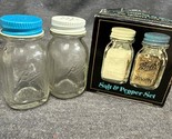Vintage Glass Ball Mason Jar Salt Pepper Shakers Set With Box - £6.99 GBP