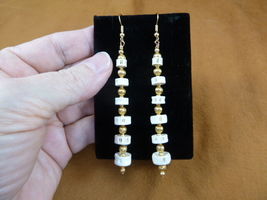 (s819-19) Shark fish Modern 6 vert Vertebrae gold tone dangle Earrings J... - $30.99