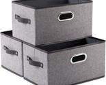 Large Foldable Storage Bins For Shelves [3-Pack] Decorative Linen Fabric... - £44.06 GBP